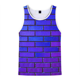 Мужская майка 3D с принтом Brick в Тюмени, 100% полиэстер | круглая горловина, приталенный силуэт, длина до линии бедра. Пройма и горловина окантованы тонкой бейкой | blue | brick | purple | texture | wall | кирпич | кирпичный | синий | стена | текстура | фиолетовый