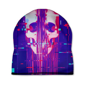 Шапка 3D с принтом Skull glitch в Тюмени, 100% полиэстер | универсальный размер, печать по всей поверхности изделия | color | fashion | glitch | jaw | skull | vanguard | авангард | глитч | мода | пасть | цвет | череп