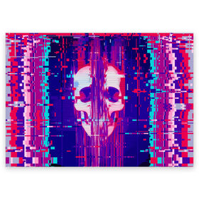 Поздравительная открытка с принтом Skull glitch в Тюмени, 100% бумага | плотность бумаги 280 г/м2, матовая, на обратной стороне линовка и место для марки
 | color | fashion | glitch | jaw | skull | vanguard | авангард | глитч | мода | пасть | цвет | череп