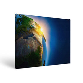 Холст прямоугольный с принтом Планета Земля в Тюмени, 100% ПВХ |  | вселенная | земля | космос | планета | солнце