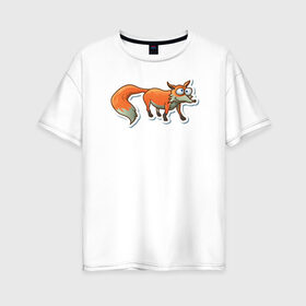 Женская футболка хлопок Oversize с принтом Пучеглазый Лис в Тюмени, 100% хлопок | свободный крой, круглый ворот, спущенный рукав, длина до линии бедер
 | звери | зверь | лис | лиса | лисица | лисы | хищник