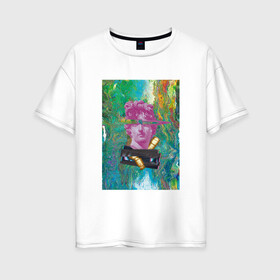 Женская футболка хлопок Oversize с принтом Vaporwave 2020-10 в Тюмени, 100% хлопок | свободный крой, круглый ворот, спущенный рукав, длина до линии бедер
 | aesthetic | electronica | music | лаунж | музыка | поп | скульптура