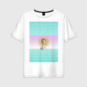 Женская футболка хлопок Oversize с принтом Vaporwave 2020-90 в Тюмени, 100% хлопок | свободный крой, круглый ворот, спущенный рукав, длина до линии бедер
 | aesthetic | electronica | music | лаунж | музыка | поп | скульптура