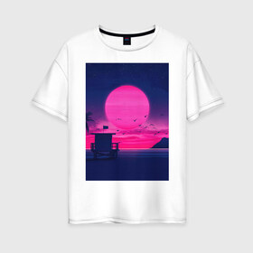 Женская футболка хлопок Oversize с принтом Vaporwave 2020-011 в Тюмени, 100% хлопок | свободный крой, круглый ворот, спущенный рукав, длина до линии бедер
 | Тематика изображения на принте: aesthetic | electronica | music | лаунж | музыка | поп | скульптура