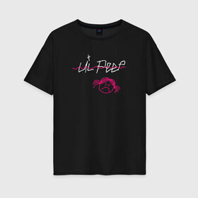 Женская футболка хлопок Oversize с принтом LIL PEEP (front & back) в Тюмени, 100% хлопок | свободный крой, круглый ворот, спущенный рукав, длина до линии бедер
 | lil peep | lil peep art | logo lil peep | love | rap | альбомы | лил пип | лове | лого | логтип | любовь | музыка | музыкант | паук | певец | рэп | рэпер | скорпион