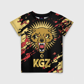 Детская футболка 3D с принтом Киргизия в Тюмени, 100% гипоаллергенный полиэфир | прямой крой, круглый вырез горловины, длина до линии бедер, чуть спущенное плечо, ткань немного тянется | Тематика изображения на принте: crescent | evil | golden | islam | kyrgyz republic | kyrgyzstan | sun | wolf | волк | злой | золотой | ислам | киргизская республика | кыргызстан | полумесяц | солнце