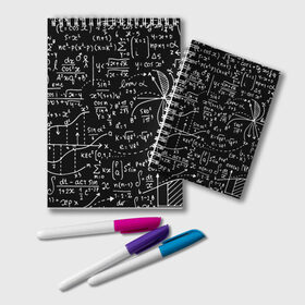 Блокнот с принтом Формулы в Тюмени, 100% бумага | 48 листов, плотность листов — 60 г/м2, плотность картонной обложки — 250 г/м2. Листы скреплены удобной пружинной спиралью. Цвет линий — светло-серый
 | Тематика изображения на принте: алгебра | математика | математические формулы | наука | научные формулы | формулы