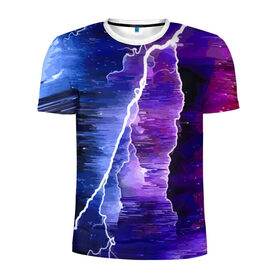 Мужская футболка 3D спортивная с принтом Молния в Тюмени, 100% полиэстер с улучшенными характеристиками | приталенный силуэт, круглая горловина, широкие плечи, сужается к линии бедра | flash | lightning | space | star | вспышка | звезда | космос | молния