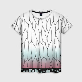 Женская футболка 3D с принтом Шинобу Кочо в Тюмени, 100% полиэфир ( синтетическое хлопкоподобное полотно) | прямой крой, круглый вырез горловины, длина до линии бедер | demon slayers | shinobu | клинок рассекающий демонов | шинобу кочо