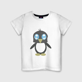 Детская футболка хлопок с принтом Пингвинчик в Тюмени, 100% хлопок | круглый вырез горловины, полуприлегающий силуэт, длина до линии бедер | chibi | cute | милый | няша | пингвин | пингвинчик | чиби