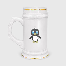 Кружка пивная с принтом Пингвинчик в Тюмени,  керамика (Материал выдерживает высокую температуру, стоит избегать резкого перепада температур) |  объем 630 мл | chibi | cute | милый | няша | пингвин | пингвинчик | чиби