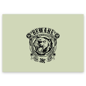 Поздравительная открытка с принтом Баварский медведь в Тюмени, 100% бумага | плотность бумаги 280 г/м2, матовая, на обратной стороне линовка и место для марки
 | Тематика изображения на принте: баварский медведь | медведь. | оскал медведя