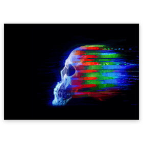 Поздравительная открытка с принтом Glitch skull в Тюмени, 100% бумага | плотность бумаги 280 г/м2, матовая, на обратной стороне линовка и место для марки
 | color | glitch | paint | skull | vanguard | авангард | глитч | краска | цвет | череп