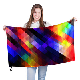 Флаг 3D с принтом Горен в Тюмени, 100% полиэстер | плотность ткани — 95 г/м2, размер — 67 х 109 см. Принт наносится с одной стороны | abstraction | colorful | cubes | obliquely | stripes | texture | абстракция | кубы | наискось | полосы | разноцветный | текстура
