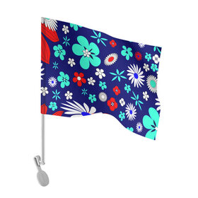 Флаг для автомобиля с принтом Lorri в Тюмени, 100% полиэстер | Размер: 30*21 см | blue | flowers | leaves | patterns | summer | texture | летний | листки | синий | текстура | узоры | цветы