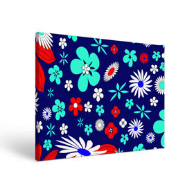 Холст прямоугольный с принтом Lorri в Тюмени, 100% ПВХ |  | blue | flowers | leaves | patterns | summer | texture | летний | листки | синий | текстура | узоры | цветы