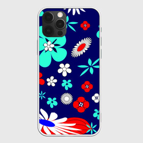 Чехол для iPhone 12 Pro Max с принтом Lorri в Тюмени, Силикон |  | blue | flowers | leaves | patterns | summer | texture | летний | листки | синий | текстура | узоры | цветы