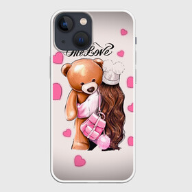 Чехол для iPhone 13 mini с принтом Любовь в Тюмени,  |  | love | one love | влюбленность | девушка | жена | кофе | люблю | милые создания | милый | мишка | муж | отношения | подарок | романтика | свадьба | сердечко | сердце