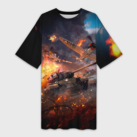 Платье-футболка 3D с принтом Танк в Тюмени,  |  | battle | game | tank | tanks | war | wearpon | wot | бой | взрыв | военные действия | война | вот | вторая мировая | игра | огонь | оружие | поле битвы | поле брани | самолет | танк | танки
