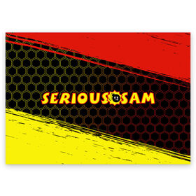 Поздравительная открытка с принтом SERIOUS SAM / Крутой Сэм в Тюмени, 100% бумага | плотность бумаги 280 г/м2, матовая, на обратной стороне линовка и место для марки
 | Тематика изображения на принте: croteam | game | games | logo | sam | serious | бомба | бомбочка | игра | игры | крутой | лого | логотип | логотипы | серьезный | символ | символы | сэм