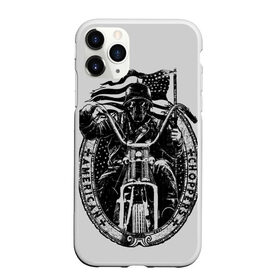 Чехол для iPhone 11 Pro Max матовый с принтом Чёпер в Тюмени, Силикон |  | американский байк | байкер в шлеме | мотоспорт | мотоциклы | череп в каске.