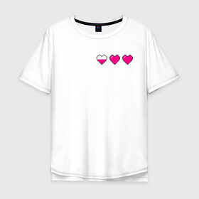 Мужская футболка хлопок Oversize с принтом Здоровье pixel в Тюмени, 100% хлопок | свободный крой, круглый ворот, “спинка” длиннее передней части | Тематика изображения на принте: heart | heart pixel | здоровье | здоровье pixel | пиксельное сердце | пиксельные сердца | сердечко | сердечко пиксель | сердце | сердце пиксель