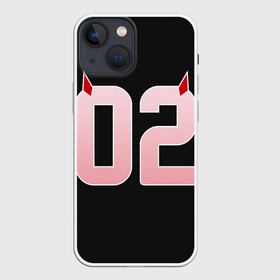 Чехол для iPhone 13 mini с принтом Порядковый номер 02 в Тюмени,  |  | 002 | 02 | ahegao | anime | darling | franx | franxx | girl | girls | in | senpai | the | two | waifu | zero | zerotwo | аниме | ахегао | вайфу | девушка | семпай | сенпай | тян