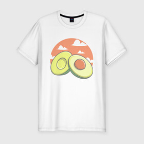 Мужская футболка хлопок Slim с принтом Avocado в Тюмени, 92% хлопок, 8% лайкра | приталенный силуэт, круглый вырез ворота, длина до линии бедра, короткий рукав | avocado | avokado | kawai | kawaii | авакадо | авокадо | каваи | кавай | кавайи | кавайный | милые создания | мимими | мимишный | облака | облако | овокадо | персея | растения | рисунок | фрукт | фрукты