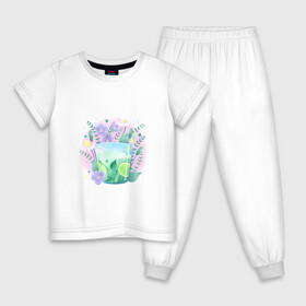 Детская пижама хлопок с принтом летний напиток в Тюмени, 100% хлопок |  брюки и футболка прямого кроя, без карманов, на брюках мягкая резинка на поясе и по низу штанин
 | еда | жара | коктейль | лайм | лед | лето | напиток | свежесть | фрукты | цветы