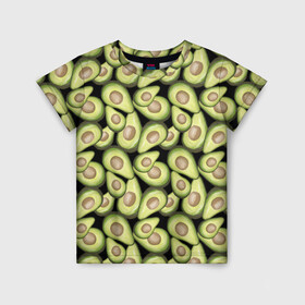 Детская футболка 3D с принтом Авокадо в Тюмени, 100% гипоаллергенный полиэфир | прямой крой, круглый вырез горловины, длина до линии бедер, чуть спущенное плечо, ткань немного тянется | Тематика изображения на принте: avocado | avokado | pattern | pattern avocado | авакадо | авокадо | овокадо | патерн | патерн авокадо | паттерн | паттерн авокадо | персея | растения | рисунок | фон авокадо | фрукт | фрукты