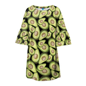 Детское платье 3D с принтом Авокадо в Тюмени, 100% полиэстер | прямой силуэт, чуть расширенный к низу. Круглая горловина, на рукавах — воланы | Тематика изображения на принте: avocado | avokado | pattern | pattern avocado | авакадо | авокадо | овокадо | патерн | патерн авокадо | паттерн | паттерн авокадо | персея | растения | рисунок | фон авокадо | фрукт | фрукты