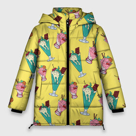 Женская зимняя куртка 3D с принтом Холодные вкусняшки в Тюмени, верх — 100% полиэстер; подкладка — 100% полиэстер; утеплитель — 100% полиэстер | длина ниже бедра, силуэт Оверсайз. Есть воротник-стойка, отстегивающийся капюшон и ветрозащитная планка. 

Боковые карманы с листочкой на кнопках и внутренний карман на молнии | ice cream | вкусняшки | десерт | еда | жара | лето | мороженка | мороженки | мороженое | холод. сладости