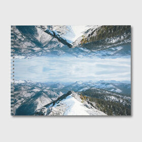 Альбом для рисования с принтом СНЕЖНЫЕ ГОРЫ ЗЕРКАЛО в Тюмени, 100% бумага
 | матовая бумага, плотность 200 мг. | mountain | альпы | в горах | вечер | вид | гора | горные | горы | закат | зима | красивый | лето | лыжи | пейзаж | природа | снег | снежные | сноуборд