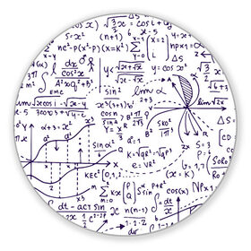 Коврик для мышки круглый с принтом Формулы в Тюмени, резина и полиэстер | круглая форма, изображение наносится на всю лицевую часть | Тематика изображения на принте: алгебра | математика | математические формулы | наука | научные формулы | формулы