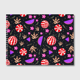 Альбом для рисования с принтом Watermelons в Тюмени, 100% бумага
 | матовая бумага, плотность 200 мг. | Тематика изображения на принте: berries | pattern | patterns | red watermelon | watermelons | арбузы | красный арбуз | паттерн | узоры | ягоды