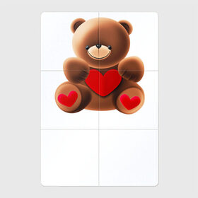 Магнитный плакат 2Х3 с принтом Медвежонок с сердечком в Тюмени, Полимерный материал с магнитным слоем | 6 деталей размером 9*9 см | love is | teddy bear | valentines day | бабушка | валентинка | влюбленные | девушке | жена | лучшая | любимая | люблю | любовь | мама | медведь | медвежата | молодожены | подарок | романтика | свадебные | свадьба