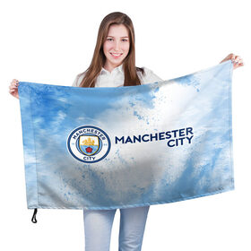 Флаг 3D с принтом MANCHESTER CITY Манчестер Сити в Тюмени, 100% полиэстер | плотность ткани — 95 г/м2, размер — 67 х 109 см. Принт наносится с одной стороны | city | club | footbal | logo | manchester | знак | клуб | логотип | логотипы | манчестер | символ | символы | сити | форма | футбол | футбольная | футбольный