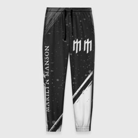 Мужские брюки 3D с принтом MARILYN MANSON / М. МЭНСОН в Тюмени, 100% полиэстер | манжеты по низу, эластичный пояс регулируется шнурком, по бокам два кармана без застежек, внутренняя часть кармана из мелкой сетки | 