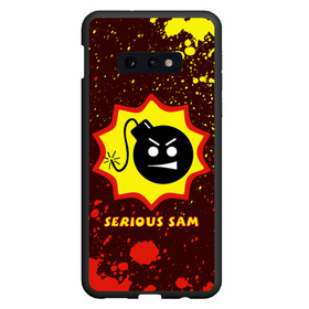 Чехол для Samsung S10E с принтом SERIOUS SAM Крутой Сэм в Тюмени, Силикон | Область печати: задняя сторона чехла, без боковых панелей | croteam | game | games | logo | sam | serious | бомба | бомбочка | игра | игры | крутой | лого | логотип | логотипы | серьезный | символ | символы | сэм