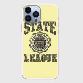 Чехол для iPhone 13 Pro Max с принтом State League в Тюмени,  |  | Тематика изображения на принте: американский футбол | английский | винтаж | зож | логотип | надписи | ретро | спорт | спортивная | старый стиль | сша | текст | тренировки