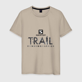 Мужская футболка хлопок с принтом Salomon в Тюмени, 100% хлопок | прямой крой, круглый вырез горловины, длина до линии бедер, слегка спущенное плечо. | salomon | активный отдых | альпинизм | бег | бегун | бегунья | горы | саломон | скалолаз | спорт