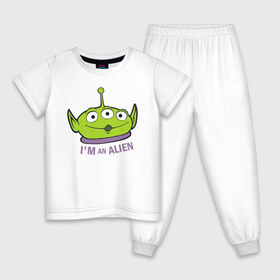 Детская пижама хлопок с принтом Im an alien в Тюмени, 100% хлопок |  брюки и футболка прямого кроя, без карманов, на брюках мягкая резинка на поясе и по низу штанин
 | aliens | disney | pixar | toy story | vdkimel | дисней | инопланетяне | история игрушек | пиксар