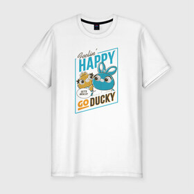 Мужская футболка хлопок Slim с принтом Ducky в Тюмени, 92% хлопок, 8% лайкра | приталенный силуэт, круглый вырез ворота, длина до линии бедра, короткий рукав | disney | ducky | pixar | toy story | vdkimel | дисней | история игрушек | пиксар