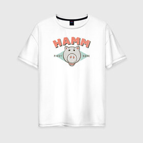 Женская футболка хлопок Oversize с принтом Hamm в Тюмени, 100% хлопок | свободный крой, круглый ворот, спущенный рукав, длина до линии бедер
 | disney | hamm | pixar | toy story | vdkimel | дисней | история игрушек | пиксар
