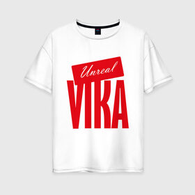 Женская футболка хлопок Oversize с принтом Vika в Тюмени, 100% хлопок | свободный крой, круглый ворот, спущенный рукав, длина до линии бедер
 | name | victoria | виктория | имя