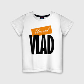 Детская футболка хлопок с принтом Vlad в Тюмени, 100% хлопок | круглый вырез горловины, полуприлегающий силуэт, длина до линии бедер | name | orange | vladislav | владислав | имя | оранжевый