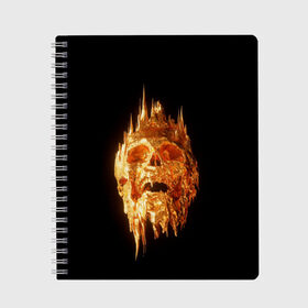 Тетрадь с принтом Golden Skull в Тюмени, 100% бумага | 48 листов, плотность листов — 60 г/м2, плотность картонной обложки — 250 г/м2. Листы скреплены сбоку удобной пружинной спиралью. Уголки страниц и обложки скругленные. Цвет линий — светло-серый
 | Тематика изображения на принте: cool | cyborg | decoration | fashion | fear | ghost | haloween | head | horror | robot | skeleton | skull | technology | голова | киборг | круто | мода | призрак | робот | скелет | технологии | ужас | украшение | хеллоуин | череп