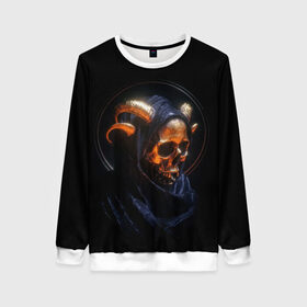 Женский свитшот 3D с принтом Golden skull | 1.1 в Тюмени, 100% полиэстер с мягким внутренним слоем | круглый вырез горловины, мягкая резинка на манжетах и поясе, свободная посадка по фигуре | cool | cyborg | decoration | fashion | fear | ghost | halloween | head | horror | robot | skeleton | skull | technology | голова | киборг | круто | мода | призрак | робот | скелет | технологии | ужас | украшение | хеллоуин | череп