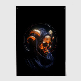 Постер с принтом Golden skull | 1.1 в Тюмени, 100% бумага
 | бумага, плотность 150 мг. Матовая, но за счет высокого коэффициента гладкости имеет небольшой блеск и дает на свету блики, но в отличии от глянцевой бумаги не покрыта лаком | cool | cyborg | decoration | fashion | fear | ghost | halloween | head | horror | robot | skeleton | skull | technology | голова | киборг | круто | мода | призрак | робот | скелет | технологии | ужас | украшение | хеллоуин | череп
