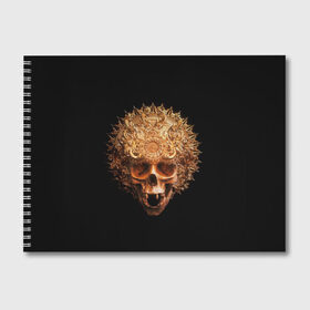 Альбом для рисования с принтом Golden skull 1 2 в Тюмени, 100% бумага
 | матовая бумага, плотность 200 мг. | Тематика изображения на принте: 